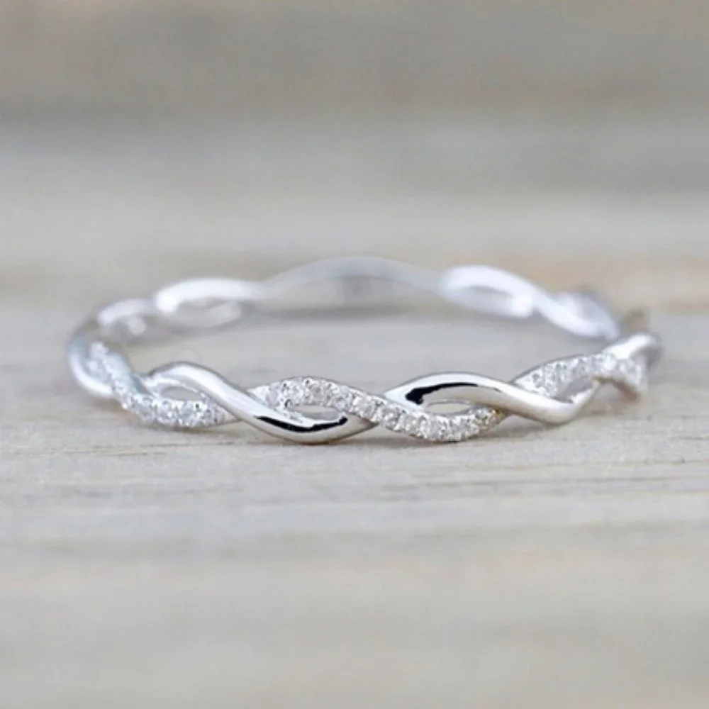 *NEW Sterling Silver Diamond Twisted Eternity Ring